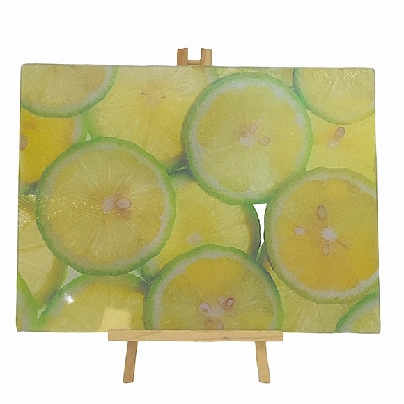 Anchor Hocking Other - Anchor Hocking Lemon Lime Photo Glass Cutting Board 12” X 15”